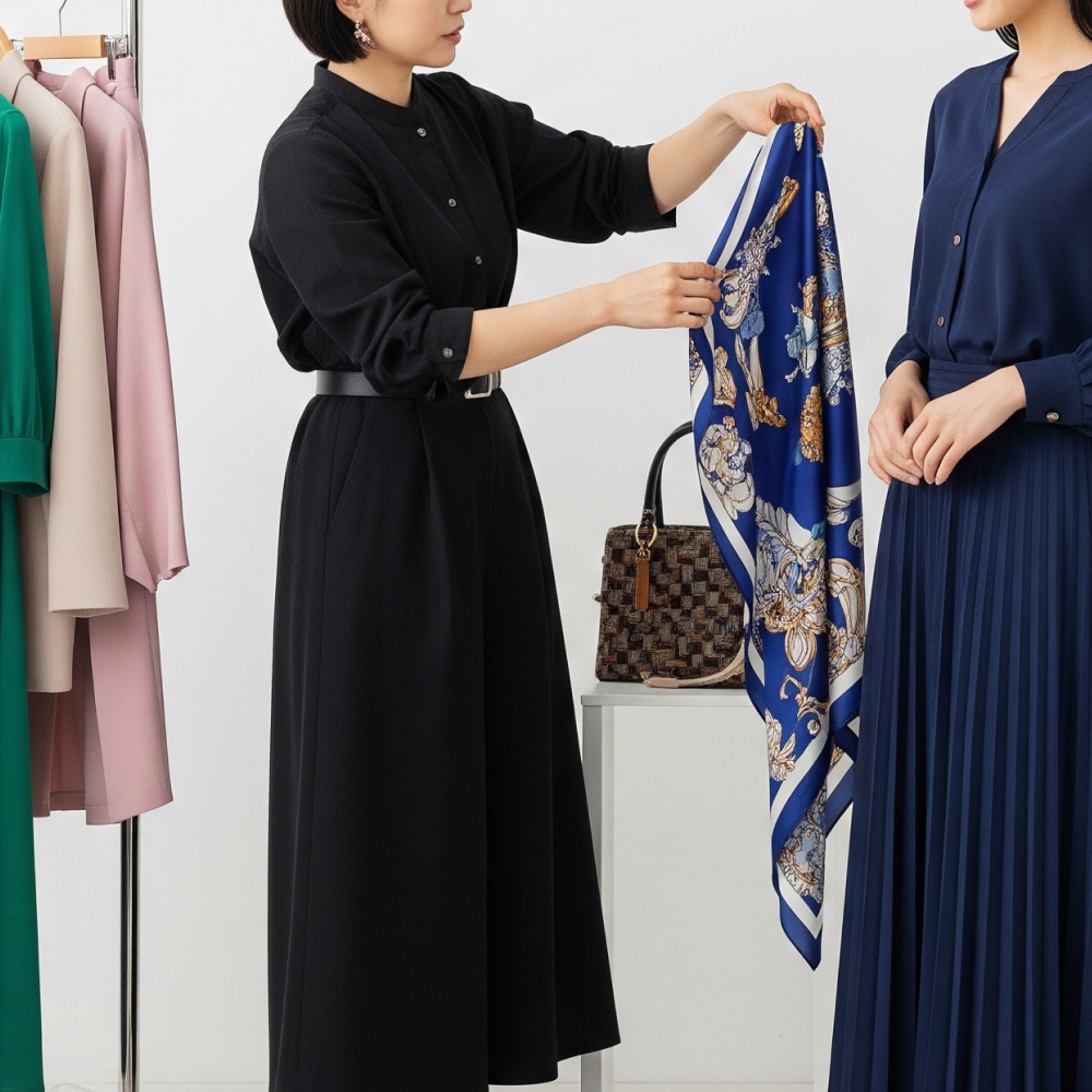 スタイリストがお客様にスタイリングしている画像